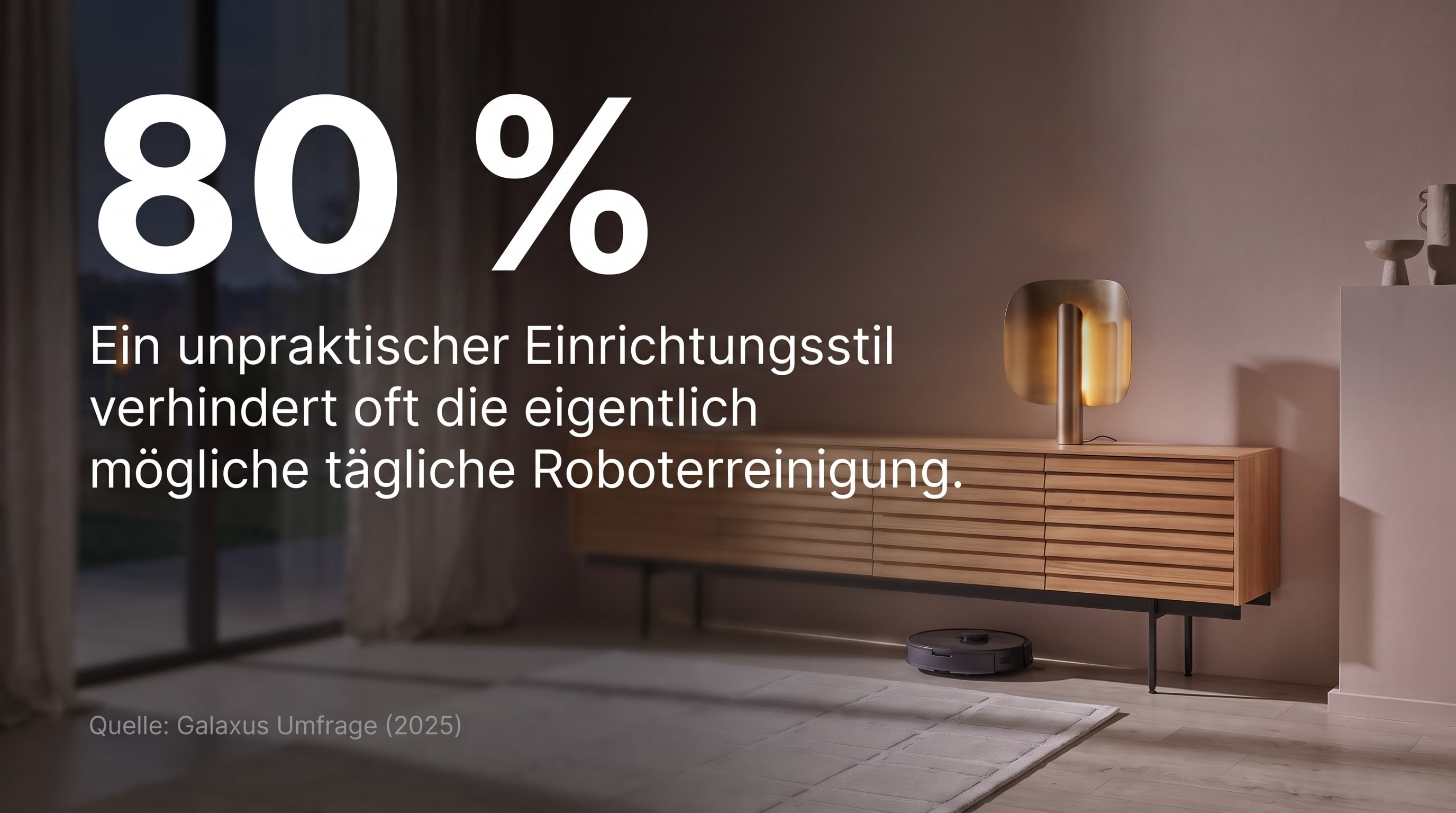 80 % – Un style d'aménagement intérieur peu pratique empêche souvent le nettoyage quotidien par robot, pourtant possible.