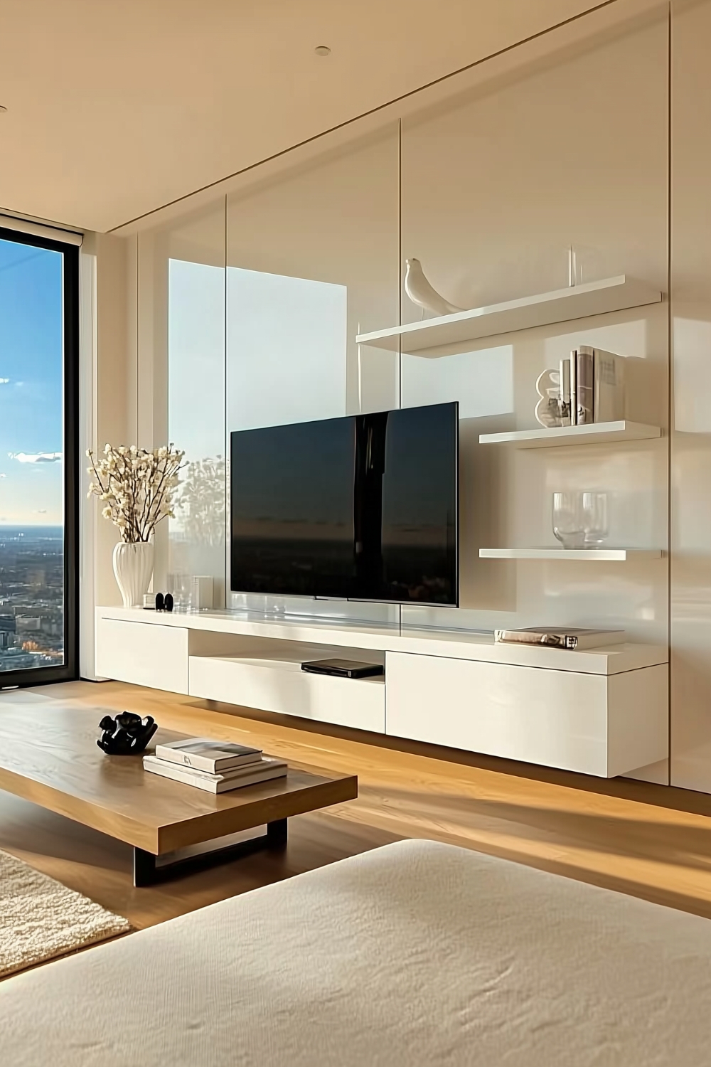 viel-sichtbare-bodenflaeche-durch-schwebende-wohnwand-und-tisch-mit-fuessen