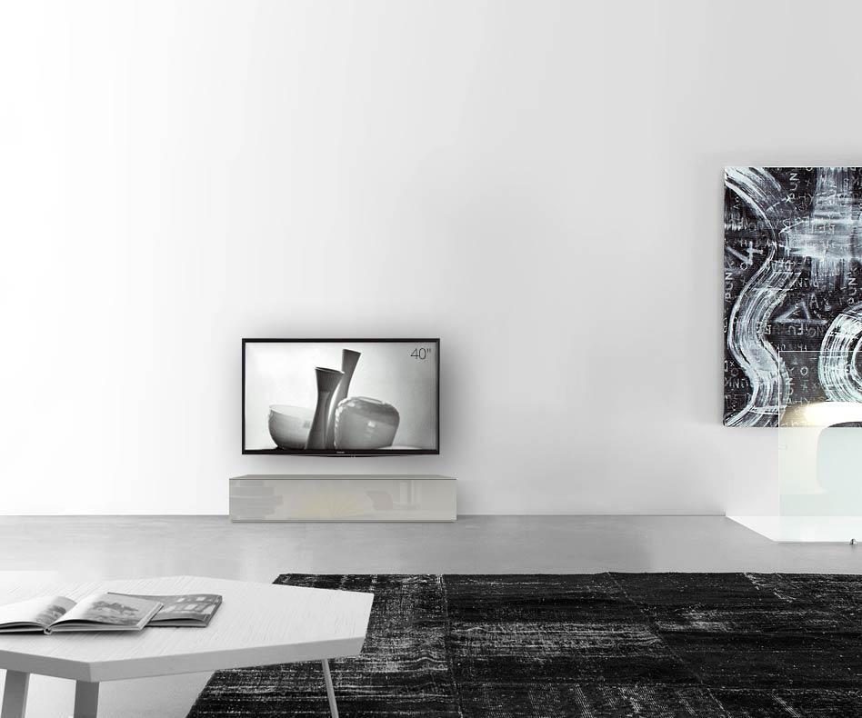 /Design Lowboard Boden B120 H27 glanz hellgrau /Design Lowboard Boden B120 H27 glanz hellgrau