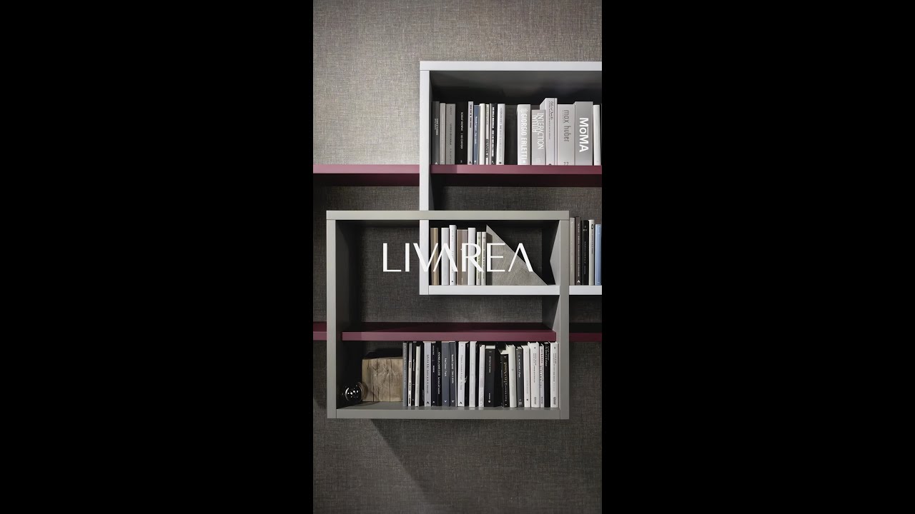Exclusif Livitalia Meuble-paroi design C59 avec bibliothèque suspendue