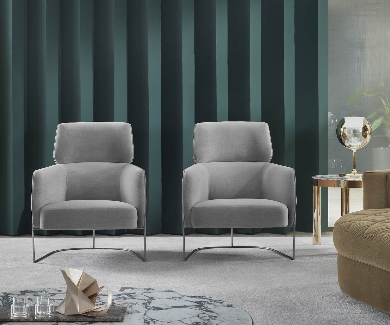 Exclusif Marelli Nest Fauteuil design piètement métallique chromé noir Exclusif Marelli Nest Fauteuil design piètement métallique chromé noir