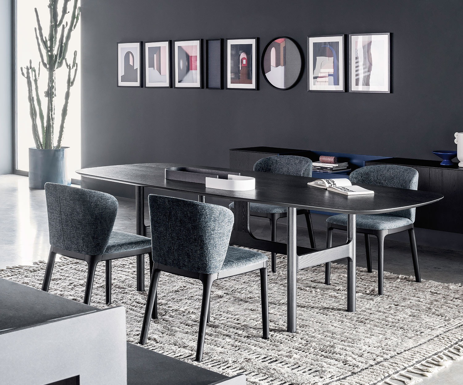 Bleu Novamobili Salle à manger Design chaise Navy en chêne carbone