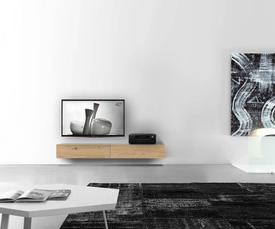 Livitalia Bois Design Lowboard Configurateur mural 180 cm 24 cm 46 cm Chêne clair Livitalia Bois Design Lowboard Configurateur mural 180 cm 24 cm 46 cm Chêne clair