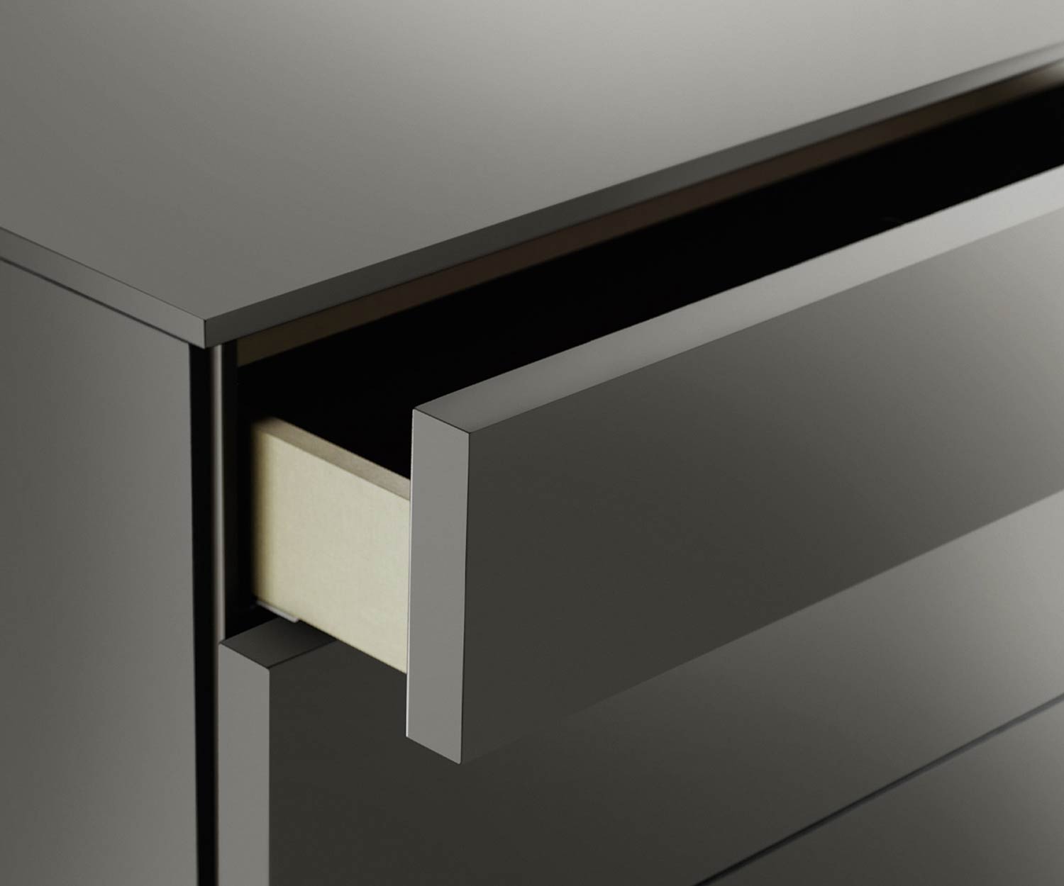 Hochwertige Livitalia Komode Valeo Detail offene Schublade Griffkerbe Hochwertige Livitalia Komode Valeo Detail offene Schublade Griffkerbe