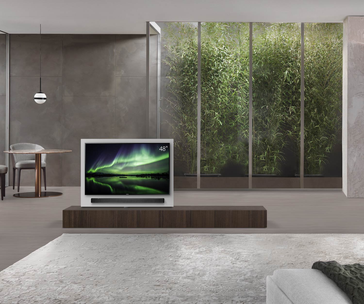 Livitalia Roto Design Lowboard Séparation de pièce avec panneau TV pivotant L150 50 H25 P47 EiBr B90re oBox Livitalia Roto Design Lowboard Séparation de pièce avec panneau TV pivotant L150 50 H25 P47 EiBr B90re oBox