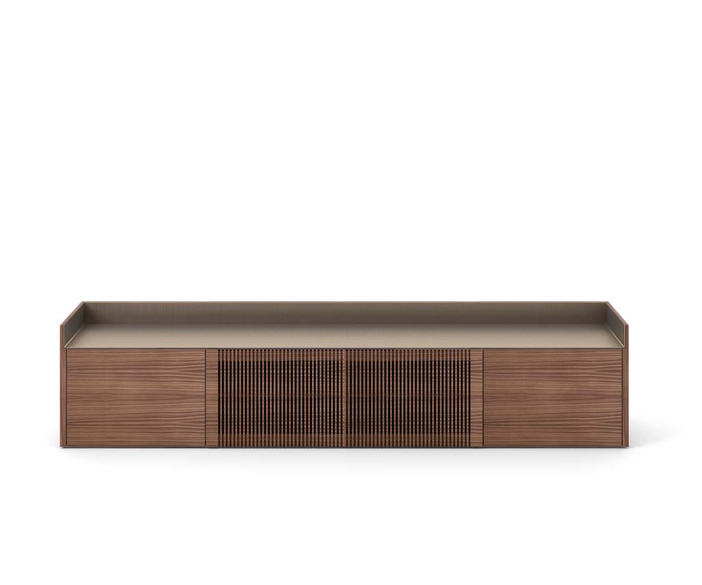 Punt Stockholm TV Design Lowboard sideboard pieds mur suspendu chêne noyer aluminium or rose bronze