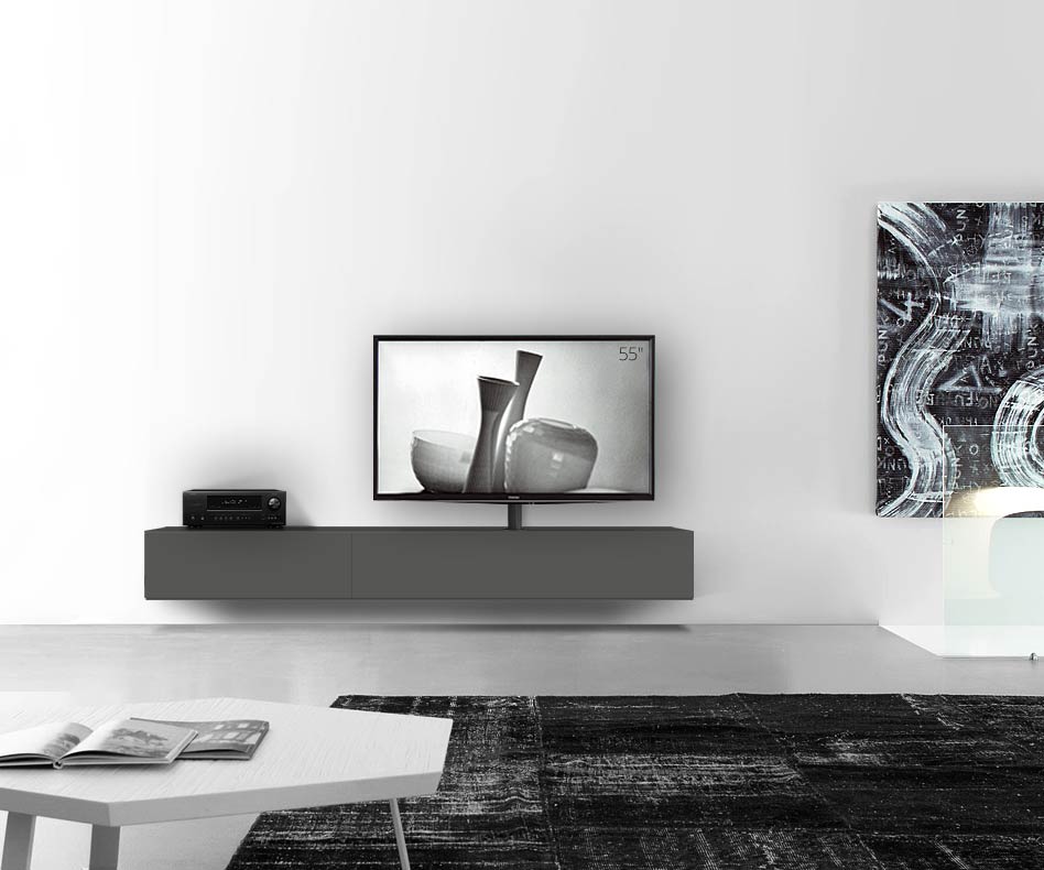 Exclusif Livitalia Design Vesa Design Lowboard Meuble TV avec support TV pour montage mural