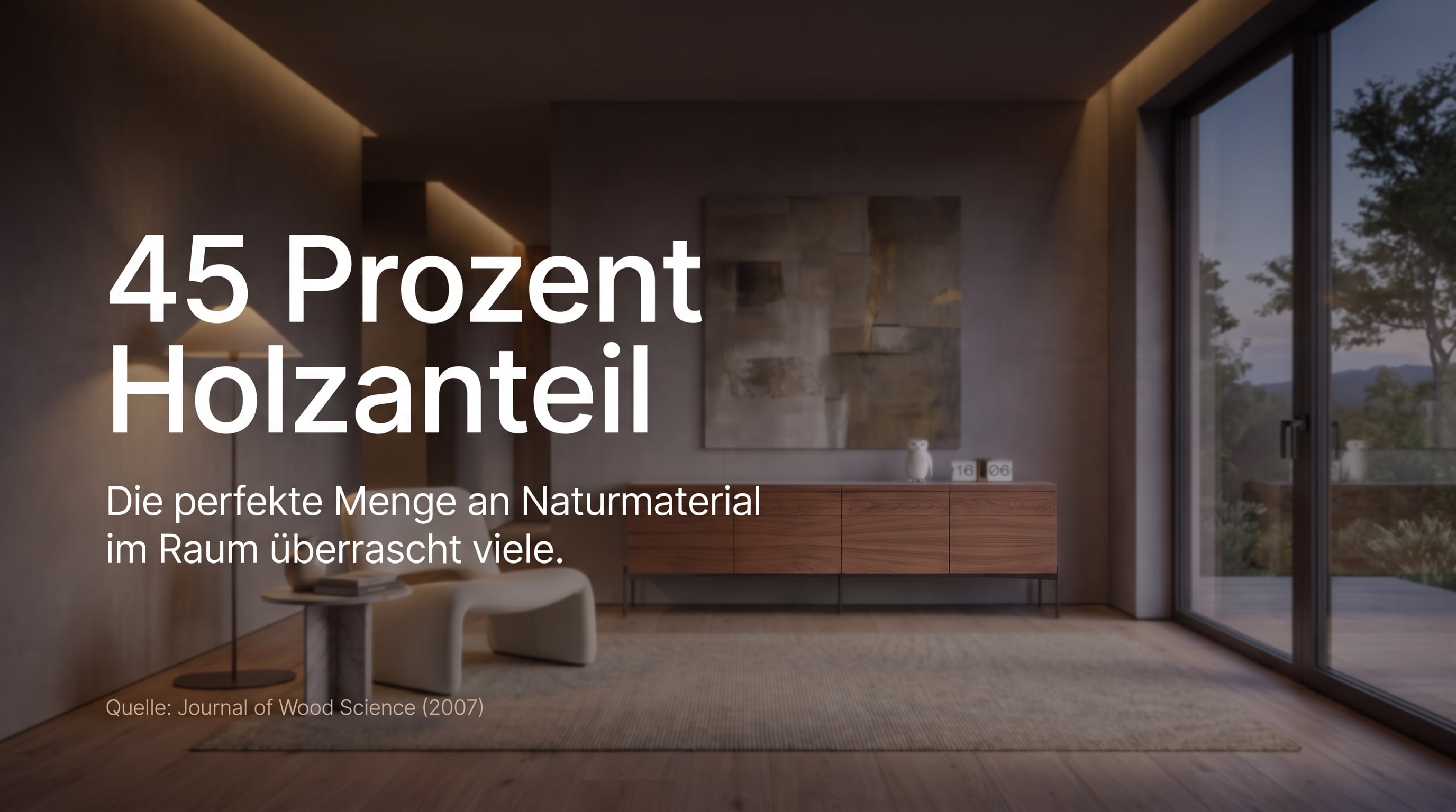 45 pour cent de bois – La quantité parfaite de matériau naturel dans la pièce en surprend beaucoup.