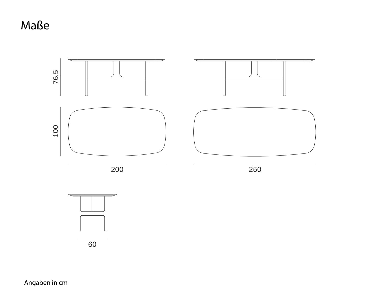 Novamobili Table Torii Tailles Indication des tailles