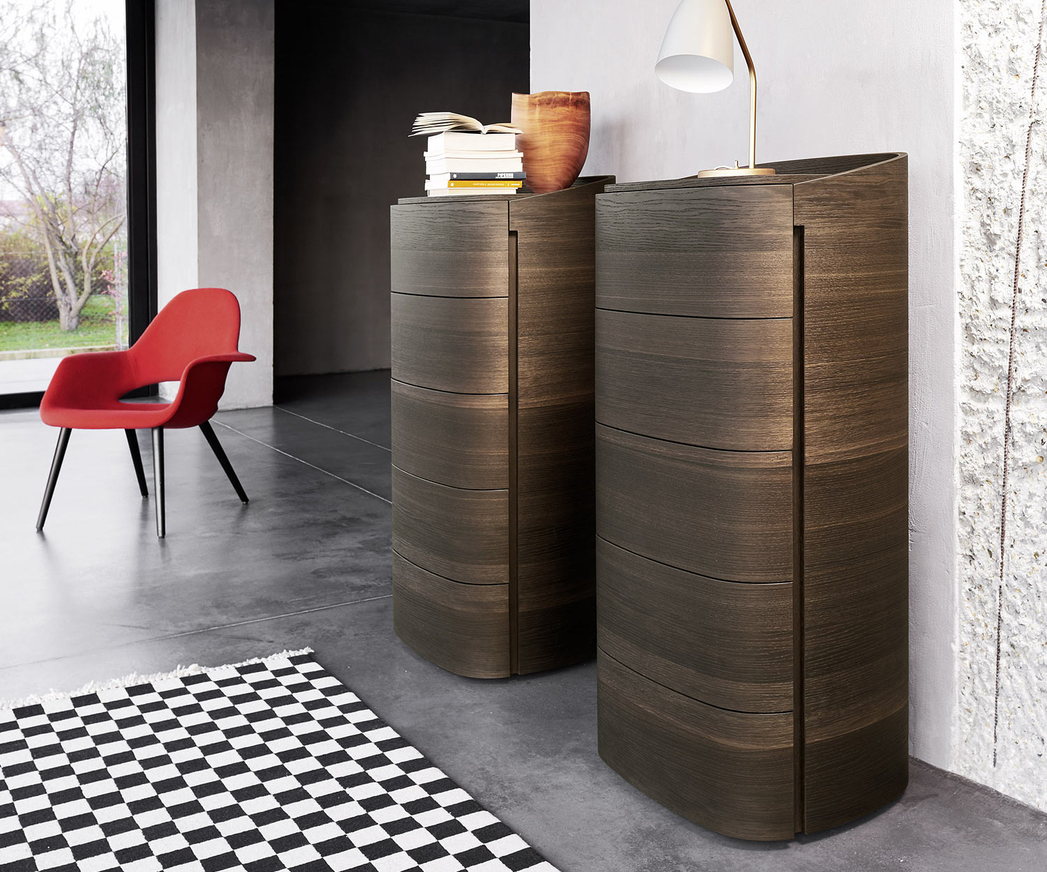 Exclusif Livitalia Design commode haute Round en chêne brun