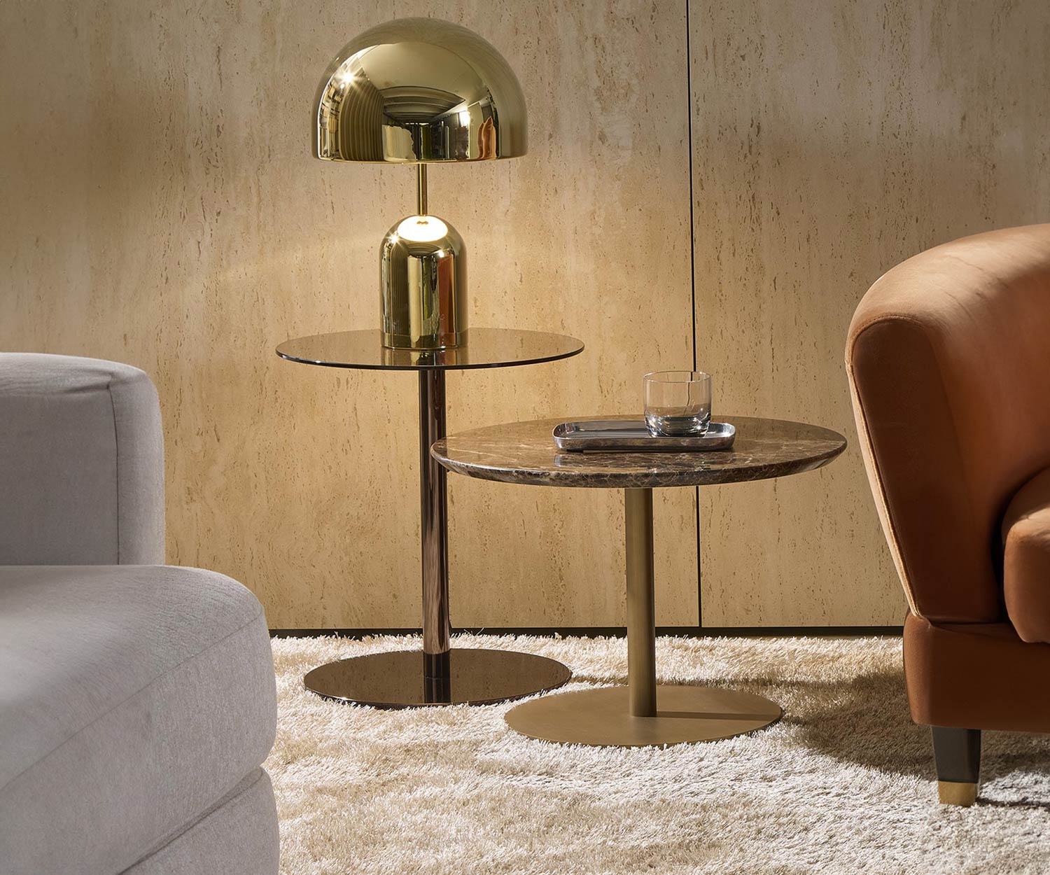 Exclusif Marelli Design table d'appoint Break verre plateau de table bronze transparent Exclusif Marelli Design table d'appoint Break verre plateau de table bronze transparent