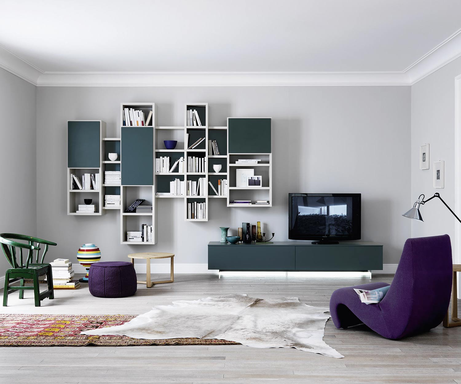 Socle TV design de haute qualité Livitalia pour meubles TV flottants sans montage mural