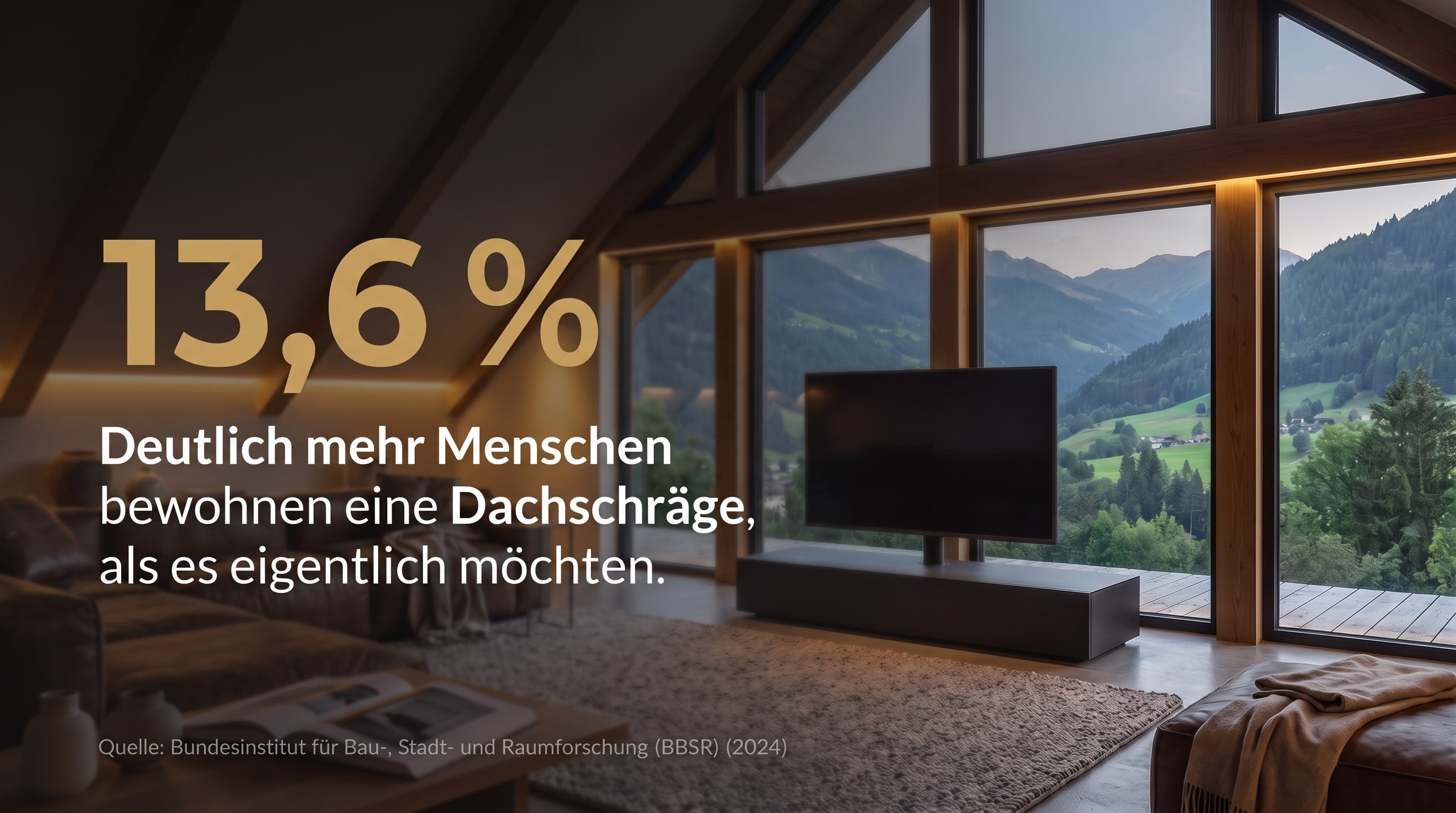13,6 % – Beaucoup plus de personnes habitent sous les combles qu'elles ne le souhaiteraient réellement.