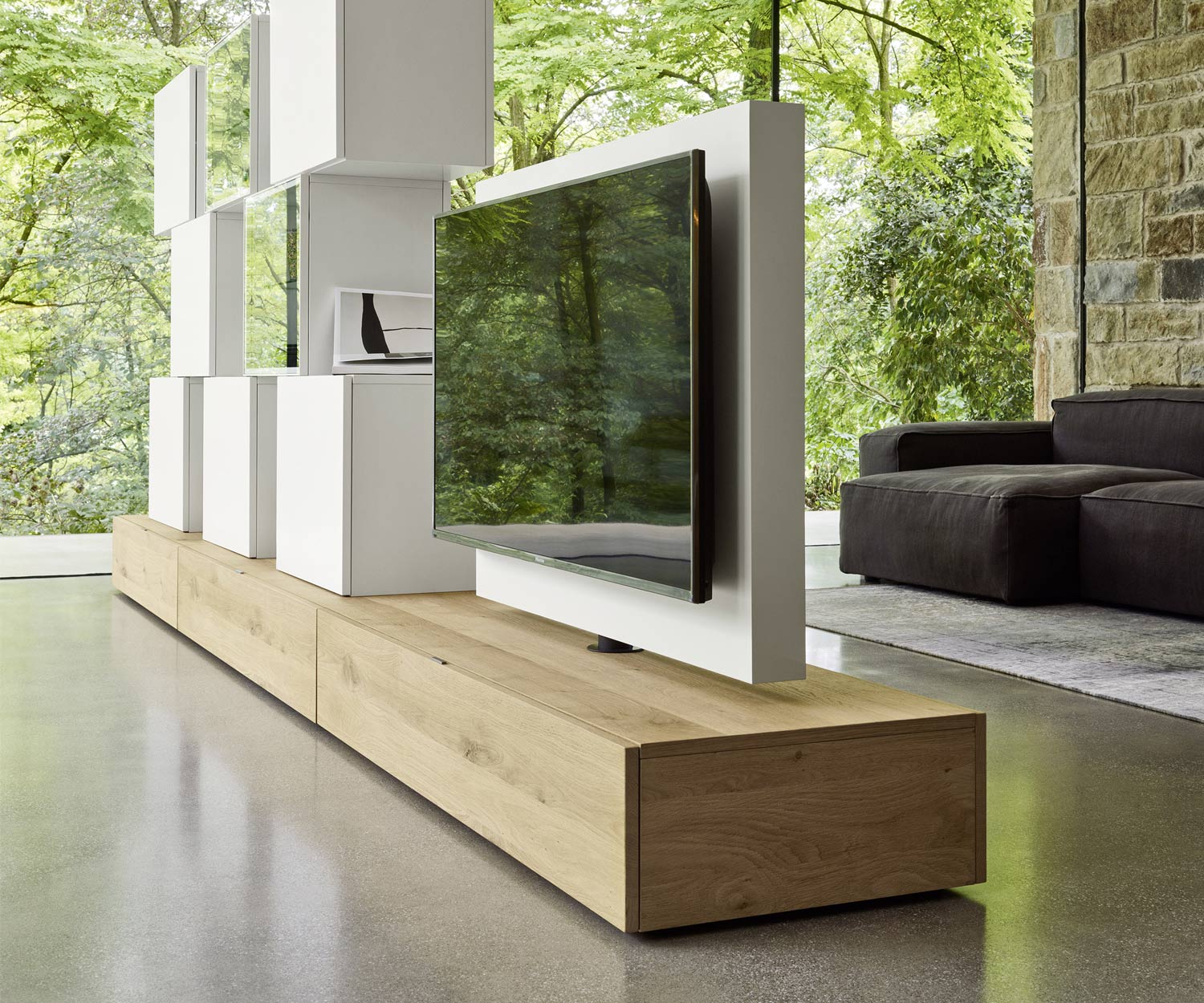 Exclusif Livitalia Roto Design Lowboard Séparation de pièce design avec panneau TV pivotant