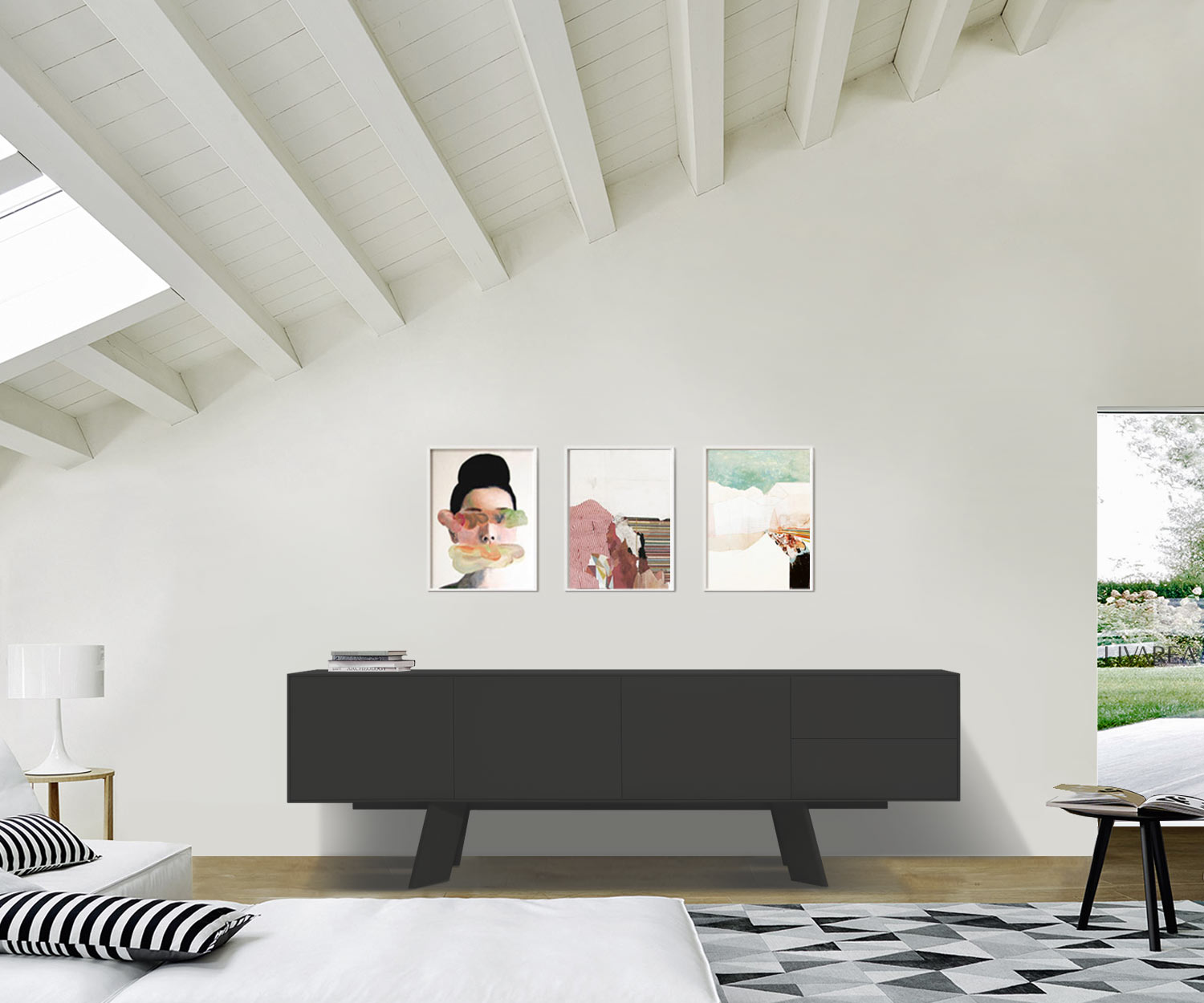 al2 Design Sideboard Alhambra 003 A Gestell Massivholz Weiß