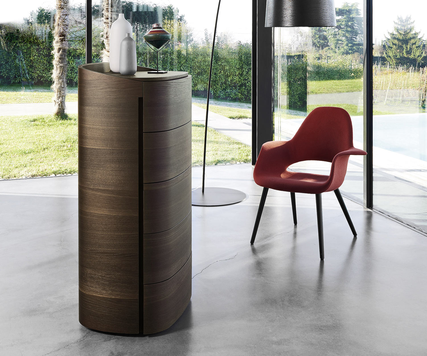 Exclusif Livitalia Design commode haute Round en chêne brun