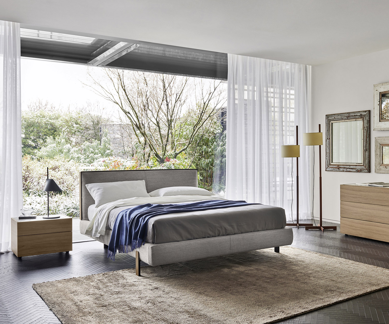 Exclusif Livitalia Design Lit Décor Tissu Gris Chambre à coucher
