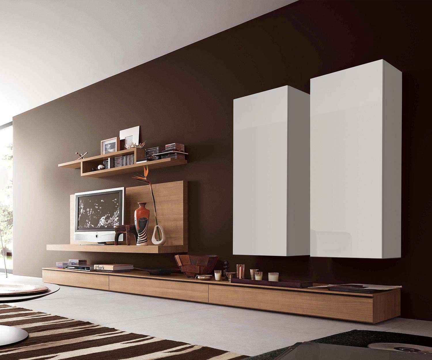 Armoire suspendue design de haute qualité pour le salon, blanc brillant Armoire suspendue design de haute qualité pour le salon, blanc brillant