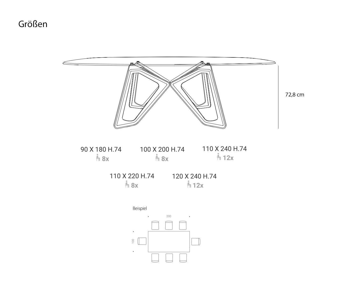 Design Table en verre Détails Dimensions Croquis Taille Dimensions