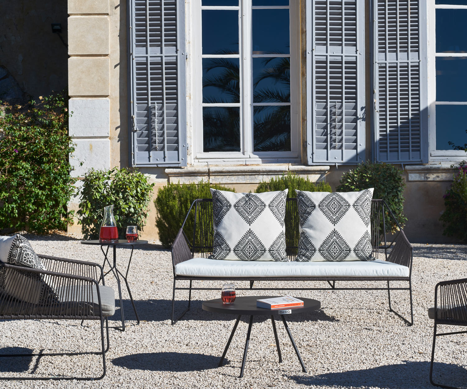 Oasiq Attol Design Table d'appoint en gris foncé Gravier Terrasse Jardin