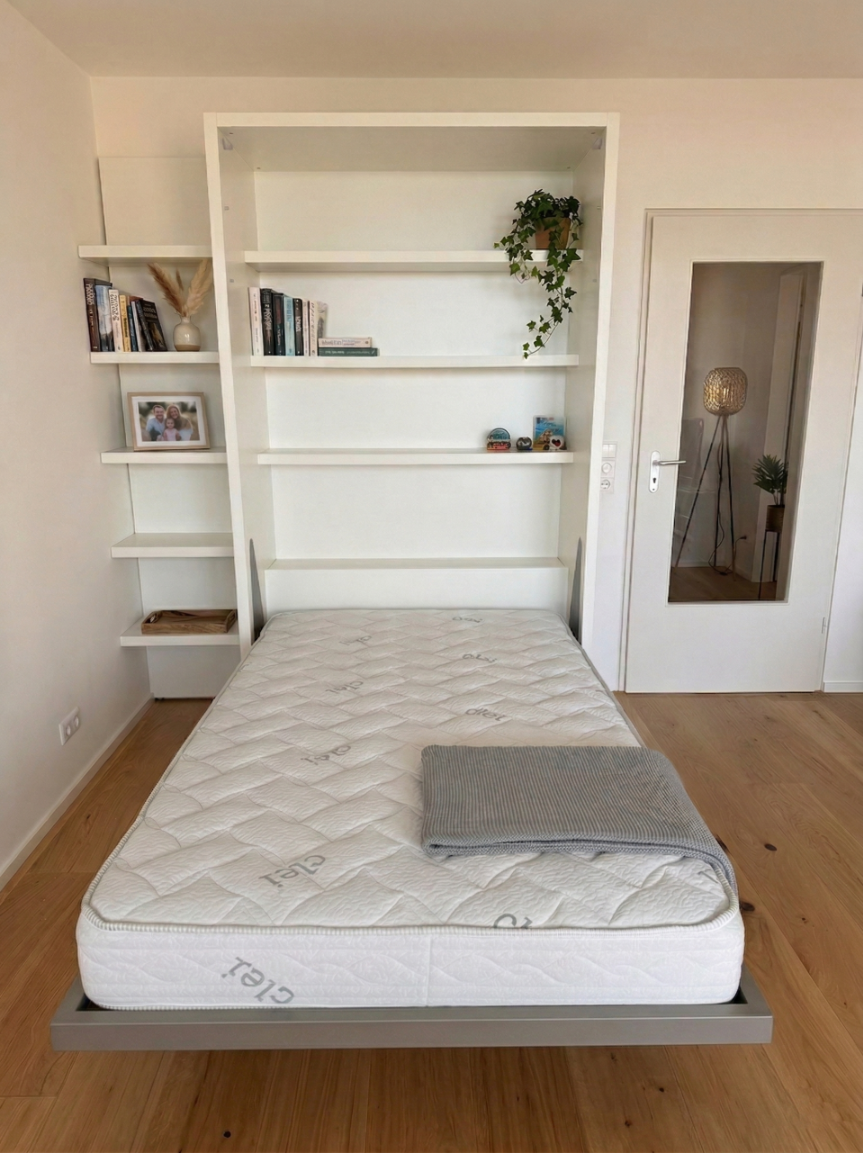 Clei Schrankbett Altea Book 120 Board mit Regalbden melamin Wei Clei Schrankbett Altea Book 120 Board mit Regalbden melamin Wei