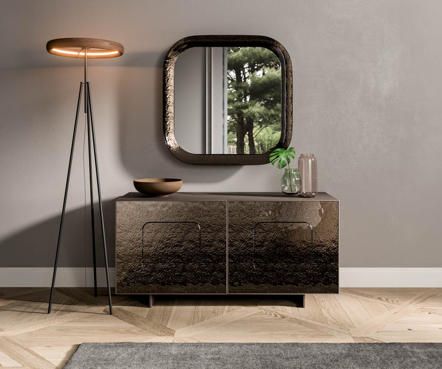 Ozzio Giulia X311 Design Sideboard mit Bronze Gold Glas Ozzio Giulia X311 Design Sideboard mit Bronze Gold Glas