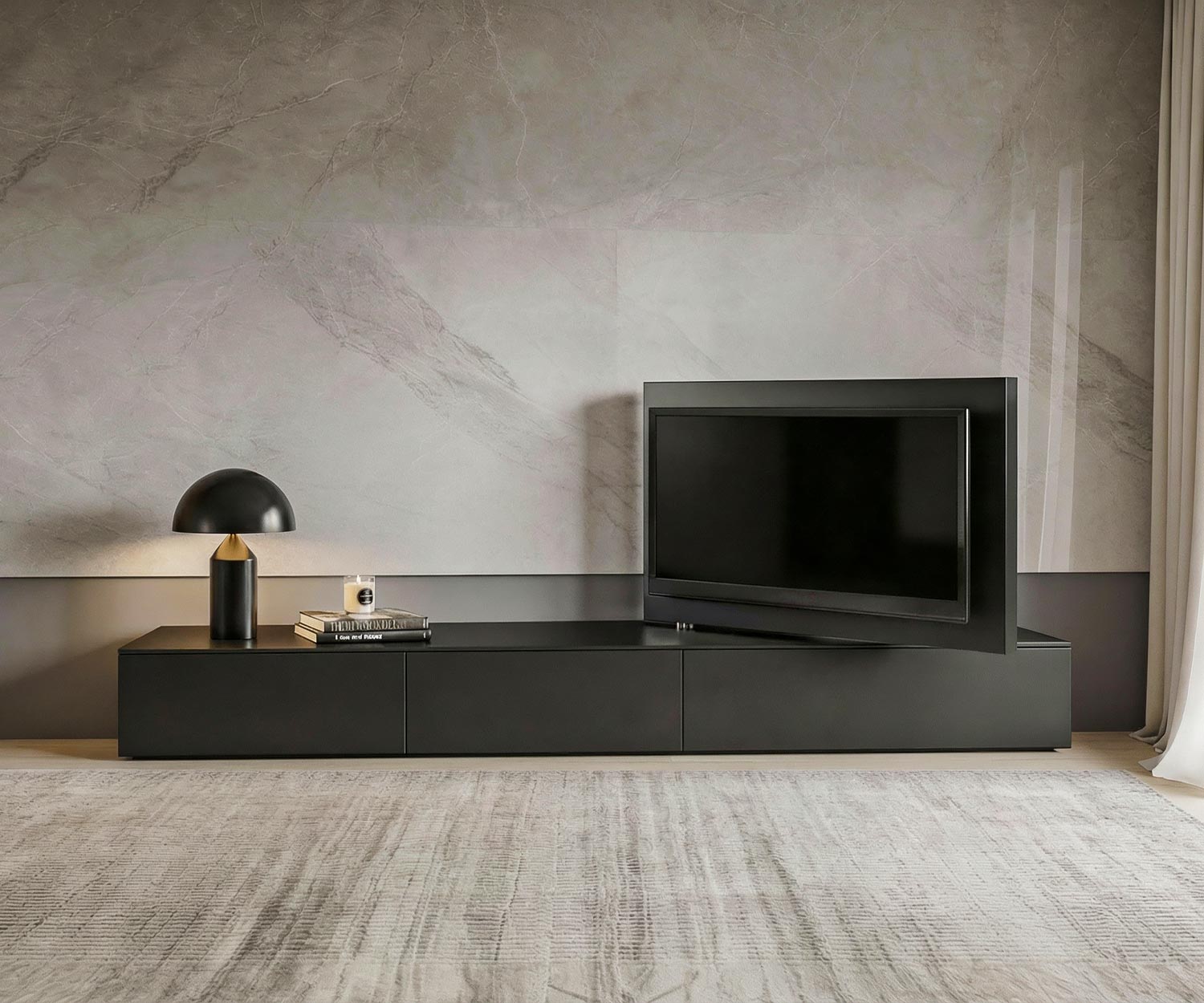 Livitalia Vision Lowboard avec panneau TV pivotant à 90 Livitalia Vision Lowboard avec panneau TV pivotant à 90