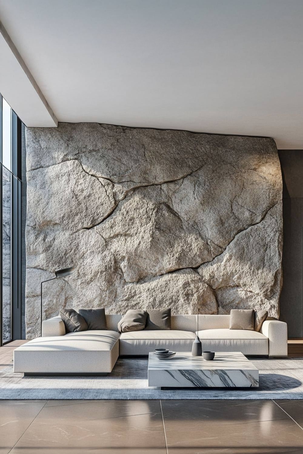 monochrom-eingerichtetes-wohnzimmer-mit-marmoriertem-couchtisch-und-minimalistisch-designter-couch