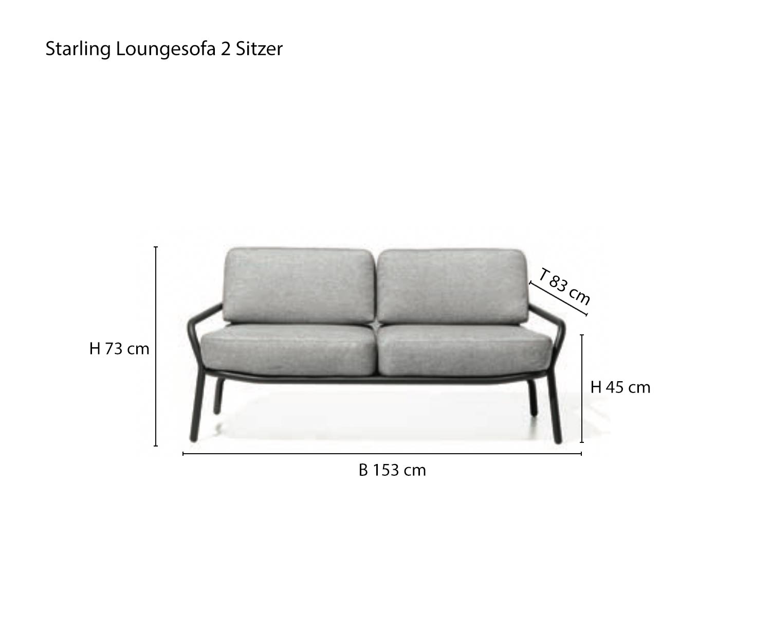 Skizze von Starling Designer Gartensofa Zweisitzer Skizze von Starling Designer Gartensofa Zweisitzer