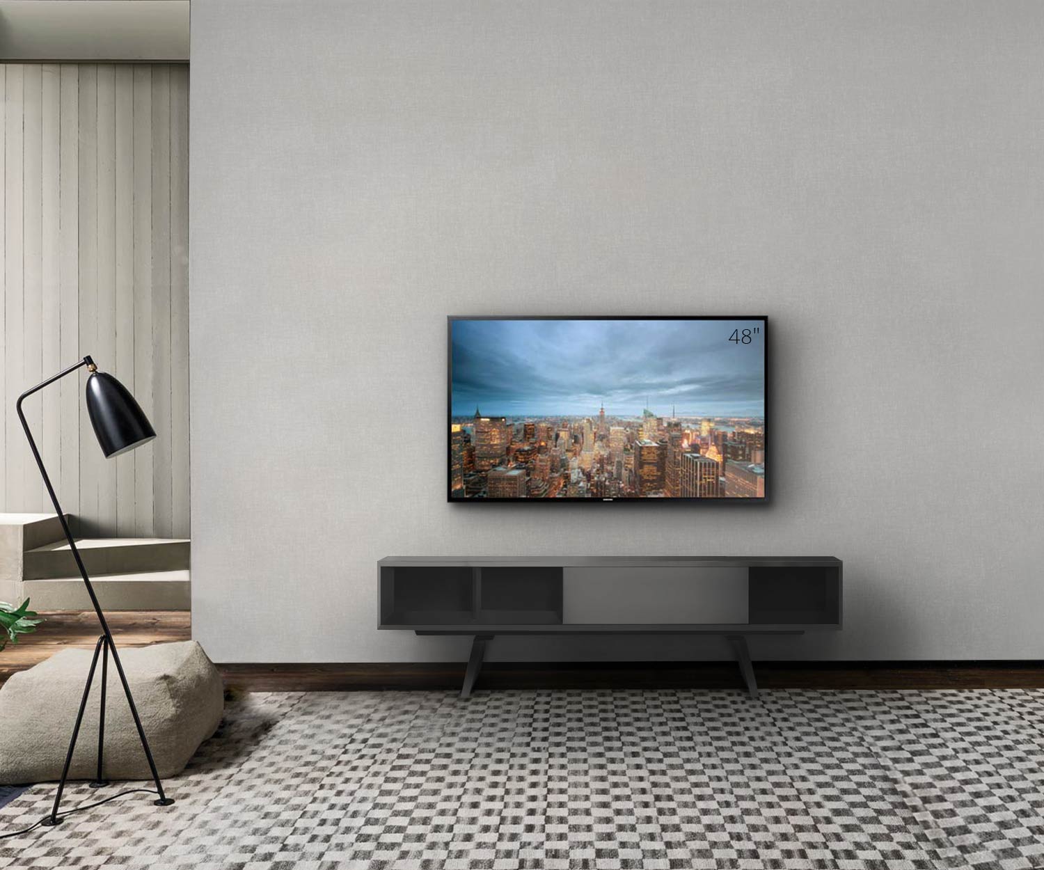 Haute qualité al2 e klipse 005 Design TV Design Lowboard avec compartiment ouvert en gris foncé Haute qualité al2 e klipse 005 Design TV Design Lowboard avec compartiment ouvert en gris foncé