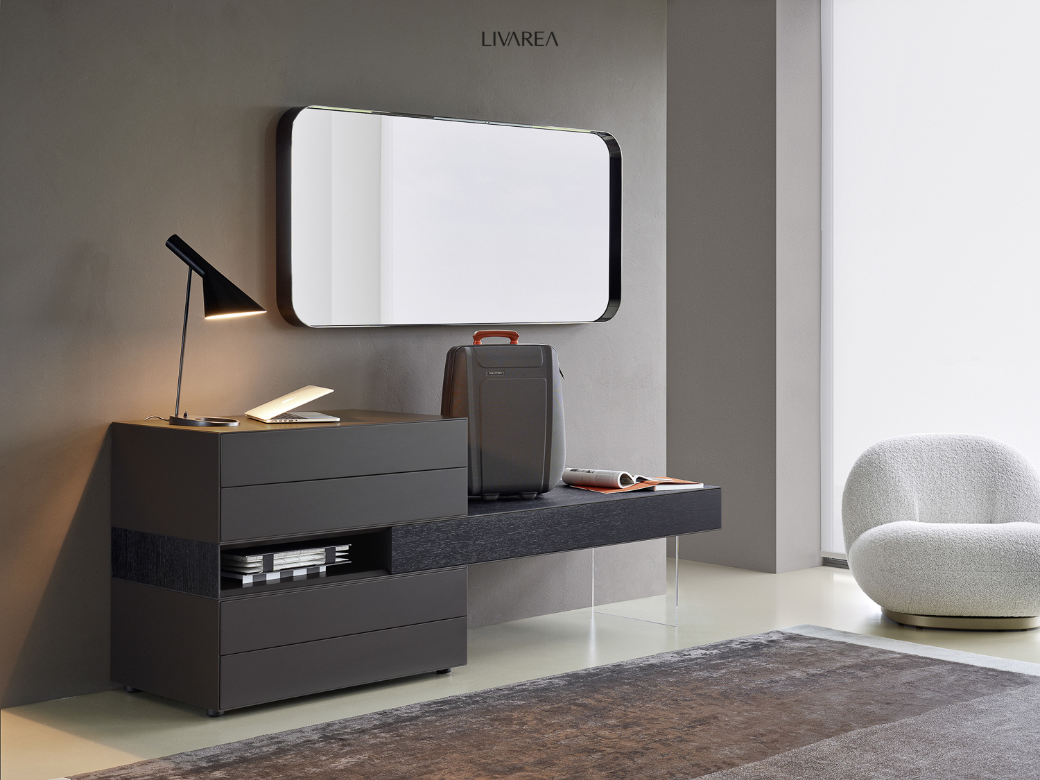 Kompakte Wohnwand klein mit Schwebeeffekt Kompakte Wohnwand klein mit Schwebeeffekt