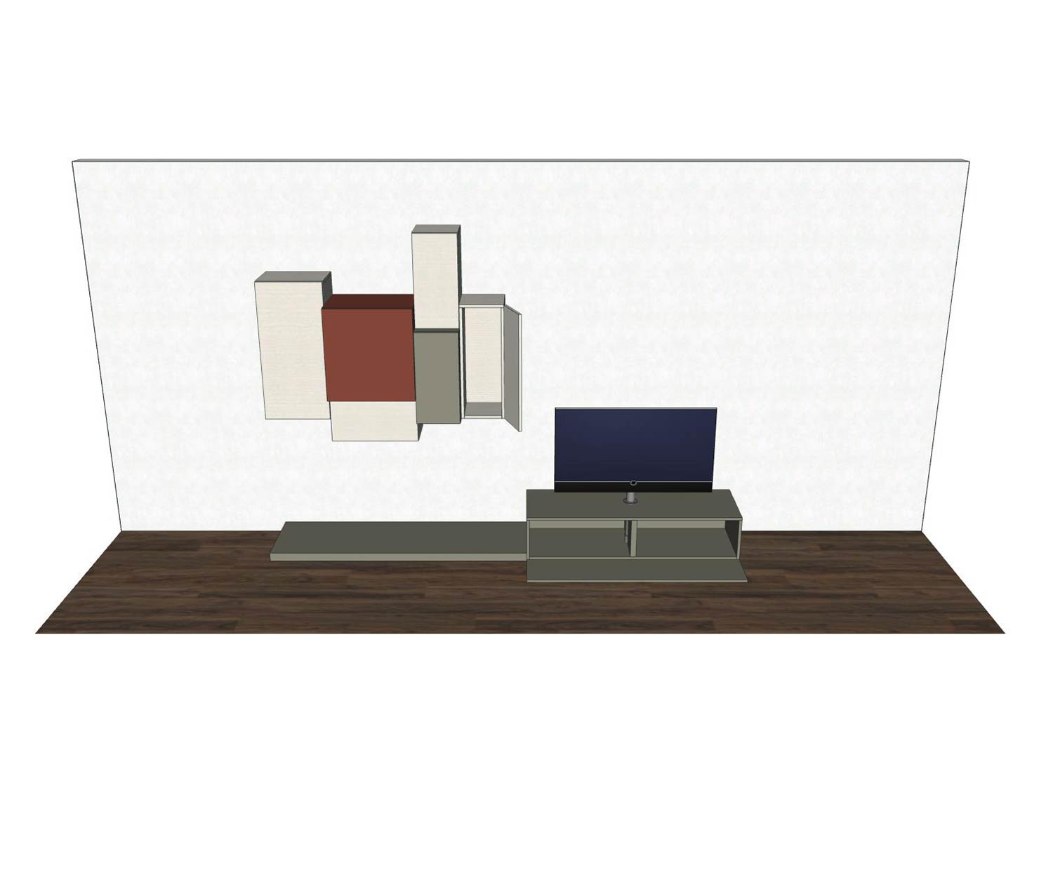 Livitalia Design Wohnwand C49 mit offenen Elementen farbig markiert Livitalia Design Wohnwand C49 mit offenen Elementen farbig markiert