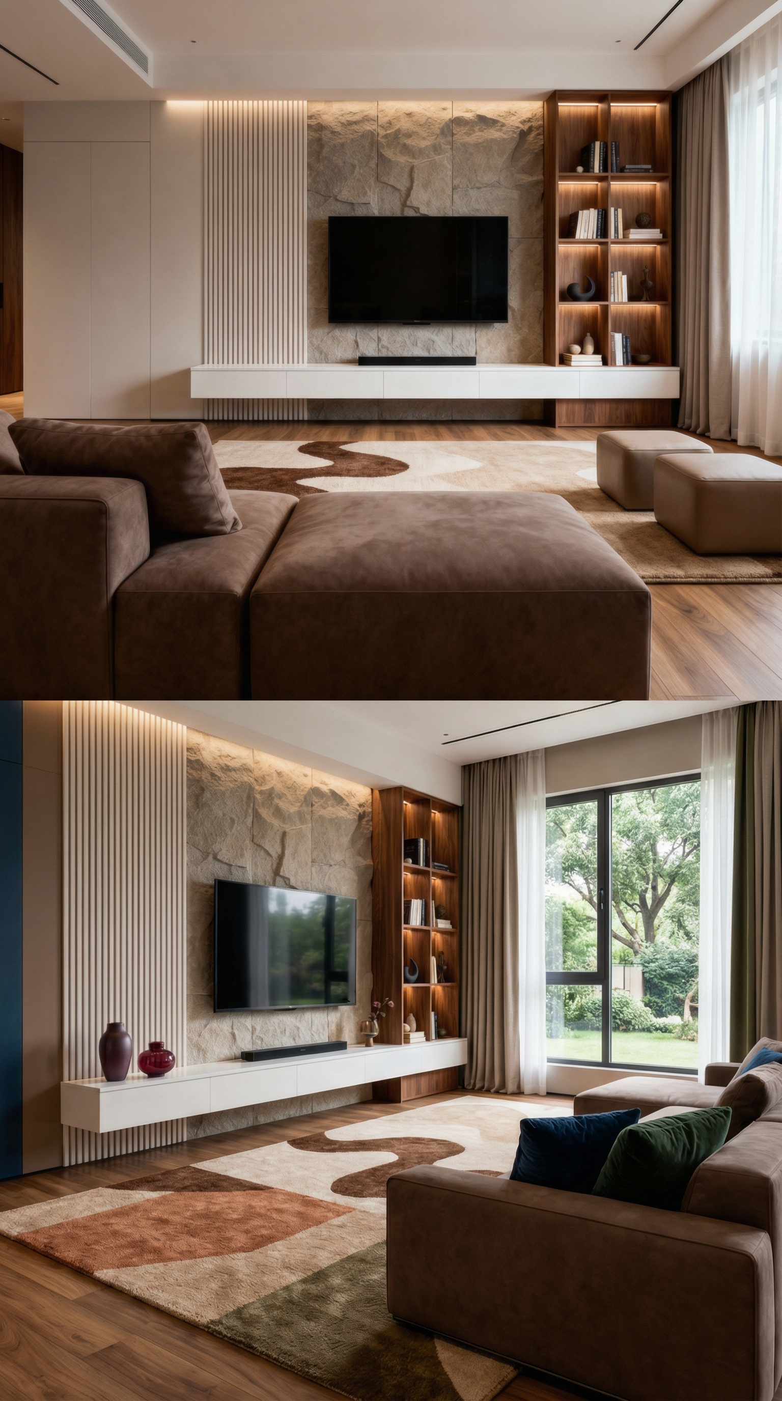 Modernes Wohnzimmer mit warmer Beleuchtung und gemütlicher Atmosphäre Trend 2026 Modernes Wohnzimmer mit warmer Beleuchtung und gemütlicher Atmosphäre Trend 2026