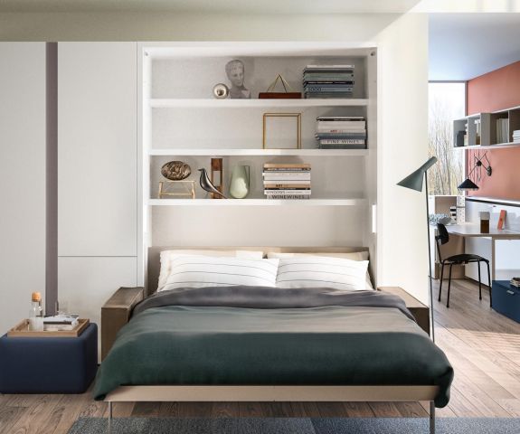 Haute qualité Clei Penelope 2 Lit-armoire avec étagère et compartiment de rangement