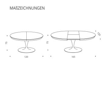 Table de salle à manger Eclipse de haute qualité Dimensions dessin d'esquisse