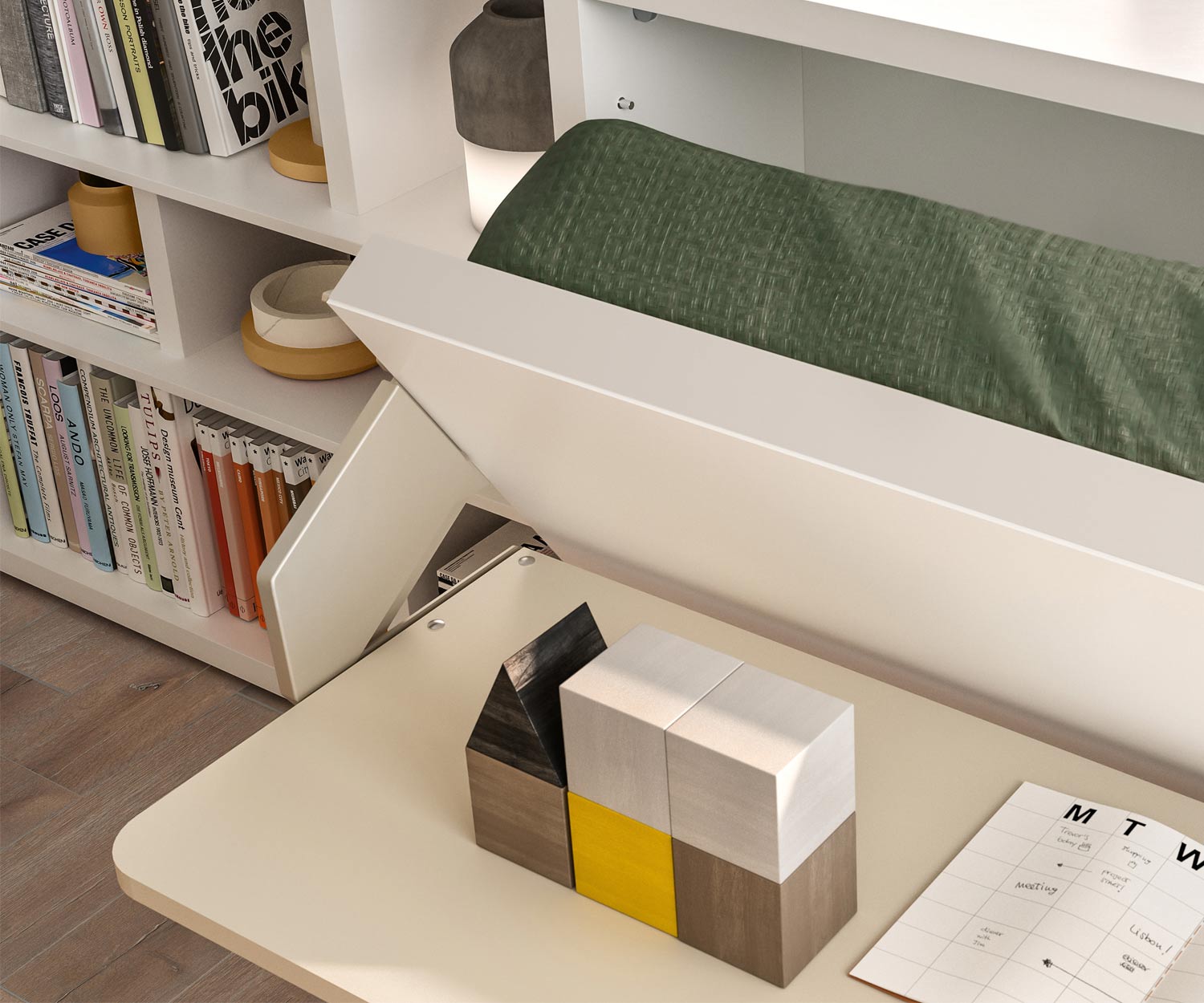 Haute qualité Clei Kali 90/120 Board Lit armoire design avec bureau Pliable 
