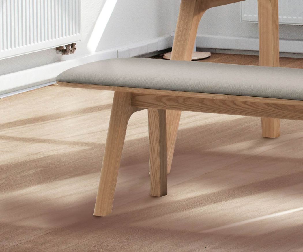 Conde House Banc design Ten en détail Banc rembourré en tissu gris