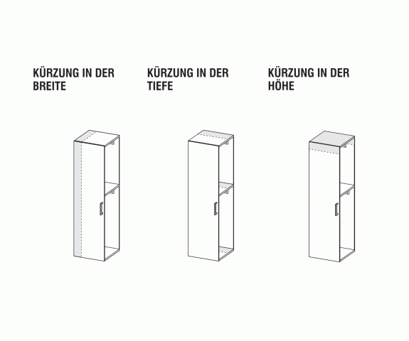 Kleiderschrank nach Maß Kürzung in der Tiefe Breite und Höhe