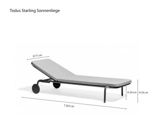 Chaise longue design Starling de Todus Dimensions de l'esquisse