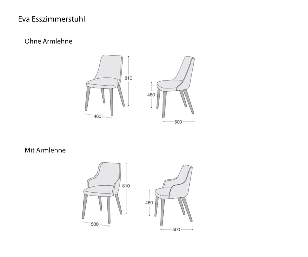 Livitalia Eva Chaise de salle à manger Esquisse Dimensions Dimensions