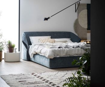 Novamobili Lit de haute qualité Hide avec coffre de lit et en gris