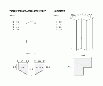 Alfa YNCA Design Eckschrank 109x109 cm von Novamobili