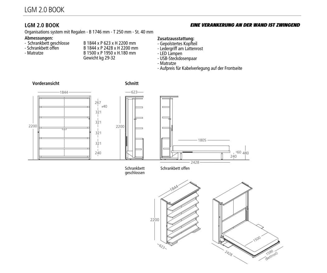 Clei Lits escamotables LGM 2 TV+ Table