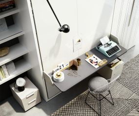Lit armoire design moderne Penelope 2 avec bureau