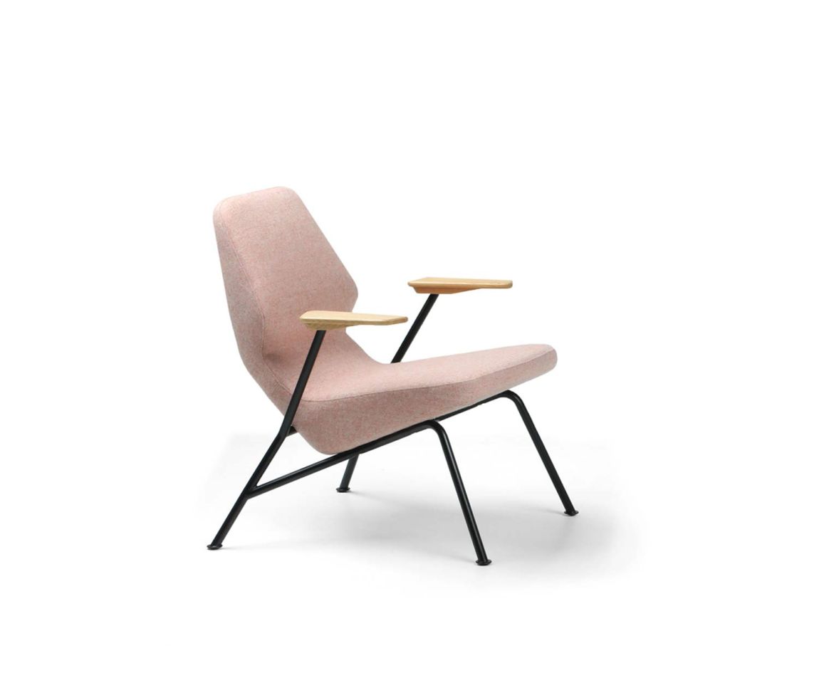 Prostoria Fauteuil design Oblique avec structure en métal rose Housse