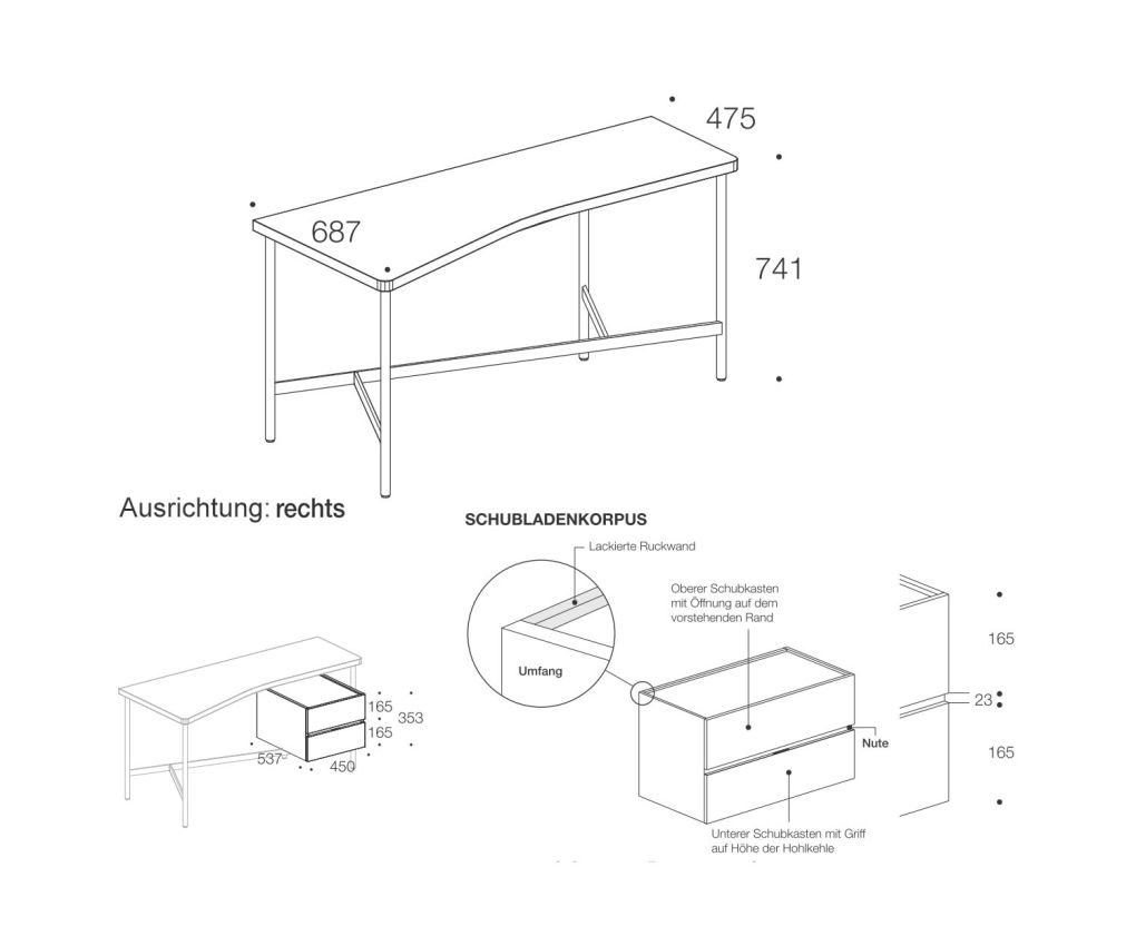 Livitalia Bureau design Dimensions du bureau Esquisse Tailles