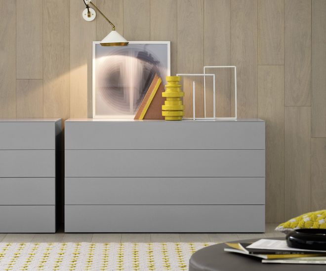 Novamobili Commode Easy 4 tiroirs gris clair mat